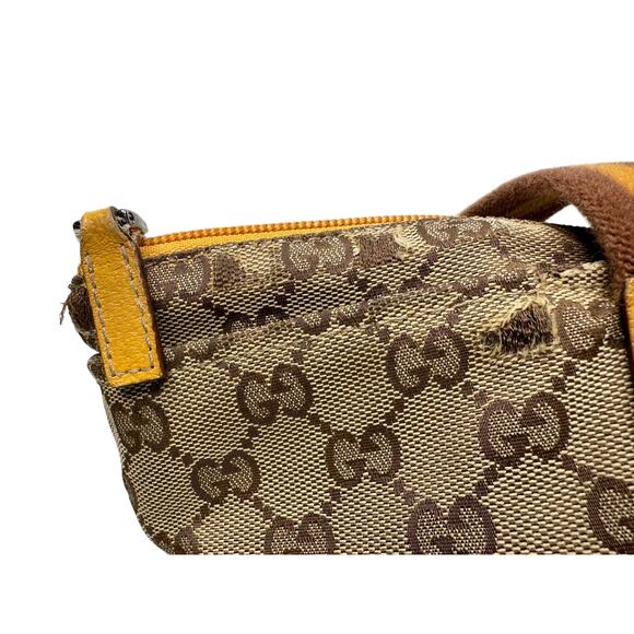 Gucci GG Canvas Web Sherry Line Tote Bag - Yellow & Brown Handle - Picture 15 of 16